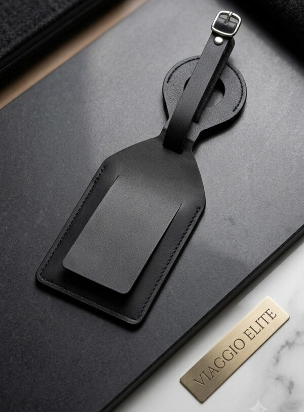 Etichetta Bagaglio Premium in Pelle con Portatarghetta e Alloggiamento Tracker