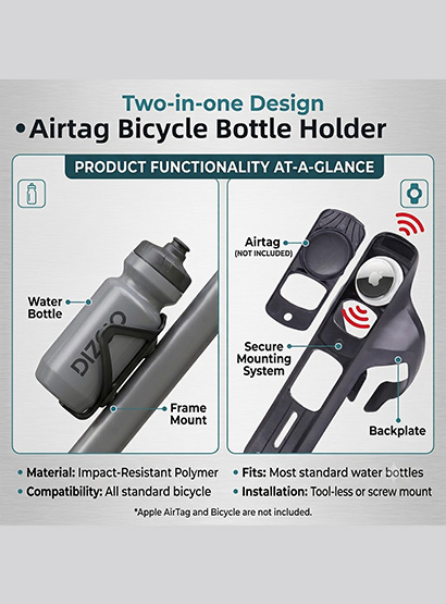 15_c Supporto Borraccia con Alloggio per AirTag e Smart Tracker
