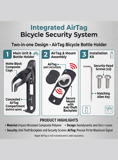 15_d Supporto Borraccia con Alloggio per AirTag e Smart Tracker