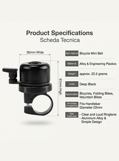 16_c Campanello per Bicicletta con Scomparto Integrato per AirTag e Smart Tracker
