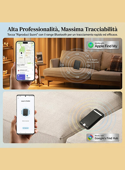 18_c Portacarte Intelligente Slim con Tracciatore Integrato