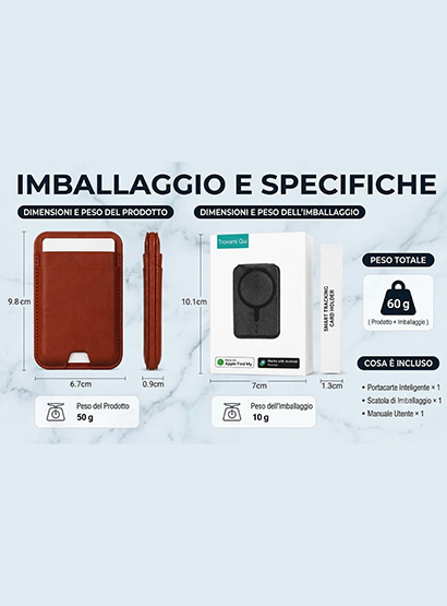 18_f Portacarte Intelligente Slim con Tracciatore Integrato