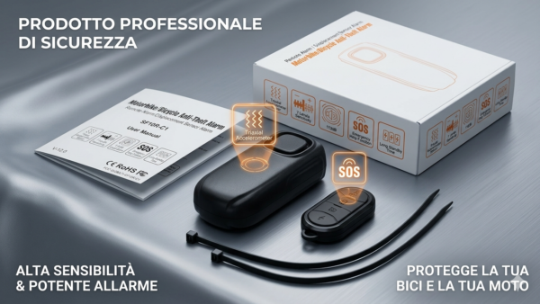 Immagine 2 Kit Allarme Antifurto Sonoro con Sensore di Spostamento 3D per Due Ruote (Bici, e-bike, motocicli, monopattini)